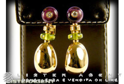 BULGARI boucles d'oreilles Sassi en or jaune 18Kt avec améthystes et péridots Ref. OR855887. NEUF!