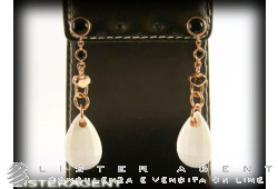 Boucles d'oreilles KIDULT en or rose 18Kt avec onyx et agate blanche à facettes. NEUF!