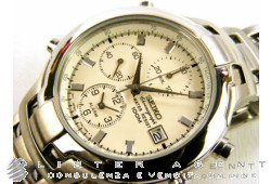 SEIKO Chronographe alarme en acier blanc Ref. SDWE81P1. NEUF!