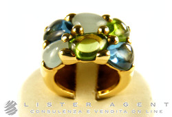 POMELLATO bague Sassi en or jaune 18Kt avec topaze bleu clair, péridot et lait aigue-marine Taille 13 Ref. AA302OFEI. NEUF!