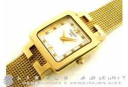 Montre TISSOT Carré pour femme en or jaune 18Kt Argenté avec diamants Ref. T73331836. NEUF!