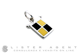 GIOVEPLUVIO pendentif Mini L Marinara Flag en or blanc 18Kt avec émail Ref. C93P/L. NEUF! 