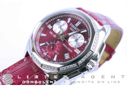 TISSOT PRC100 Chronographe Lady en acier avec diamants Rouge Ref. T22146681. NEUF!