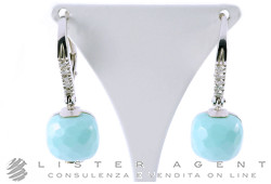 ZOCCAI boucles d'oreilles en or blanc 18Kt avec diamants ct 0,08 et pâte turquoise Ref. ZGOR0380BBTUL. NEUF!