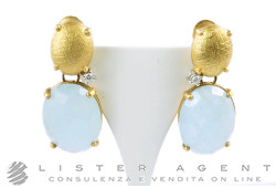 NANIS boucles d'oreilles Ipanema en or jaune 18Kt avec diamants ct 0,02 et aigue-marine milk ct 13,00 Ref. OS3-577/GG-IN. NEUF!