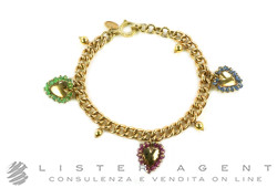 BRACELET Vintage en or rosé 9Kt avec rubis, émeraudes et saphirs. NEUF!