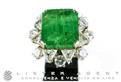BAGUE en or blanc 18Kt avec diamants et émeraude. D'OCCASION!
