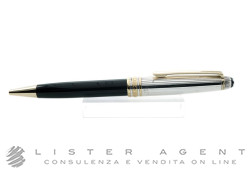 MONTBLANC penna a sfera Meisterstück Doue Sterling in argento 925 bicolore decoro godron verticale e resina nera Ref. 17329. NUOVA!