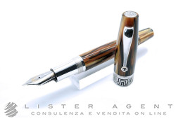 MONTEGRAPPA penna stilografica in resina marrone tartaruga e argento 925 Ref. ISEXT3CW. NUOVA!