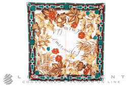 CARTIER foulard Emeraudes in seta marrone cm 85x88 Ref. T6010276. NUOVO!