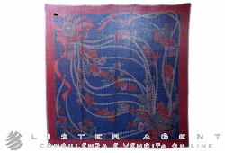 CARTIER foulard con decoro Fiori e Perle in seta e cotone cm 135x135 Ref. T6010436. NUOVO!