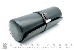 CARTIER boîtier de montres de voyage Pasha en cuir noir et acier. NEUF!