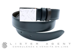 CARTIER ceinture en cuir noir et marron avec boucle en acier Ref L5000114. NEUF!