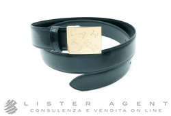 CARTIER ceinture en cuir noir avec boucle en acier plaqué or Ref. L5000341-EF. NEUF!