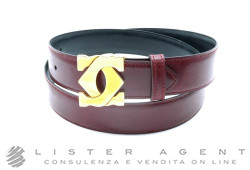 CARTIER ceinture en cuir bordeaux avec boucle en acier plaqué or Ref. L5000174. NEUF!