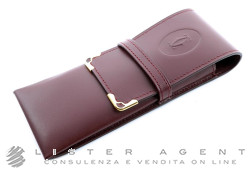 CARTIER porta 2 penne Le Must de Cartier in pelle bordeaux e metallo placcato oro giallo Ref. L 3000459. NUOVO!