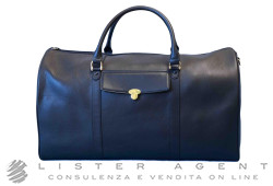 MONTBLANC Mesiterstuck Solitaire Leather Collection borsa da viaggio 55 in pelle nera Ref. 38863. NUOVA!