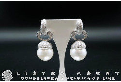 ORECCHINI in oro bianco 18Kt con diamanti ct 1.14 e perle australiane MM 13.90. NUOVI!