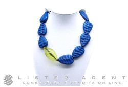 PAMURRINA collier en verre de Murano et cordon. NEUF!