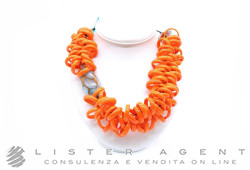 PAMURRINA collana in vetro di Murano Arancione e tessuto. NUOVA!