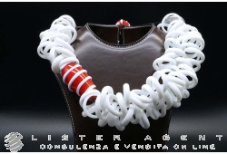 PAMURRINA collier en verre de Murano blanc et coton ciré. NEUF!