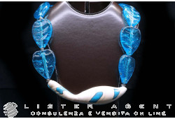 PAMURRINA collier en verre de Murano bleu. NEUF!
