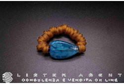 PAMURRINA bracelet élastique en verre de Murano marron et feuille bleue. NEUF!