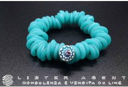PAMURRINA bracelet élastique en verre de Murano satiné bleu clair. NEUF!