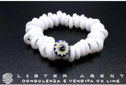 PAMURRINA bracelet élastique en verre de Murano satiné blanc. NEUF!