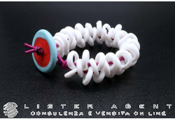 PAMURRINA bracelet double élastique en verre de Murano satiné blanc. NEUF!