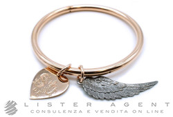CLAUDIO PACIFICI bracelet rigide avec Coeur et Aile en argent 925 bruni et plaqué or rosé. NEUF!