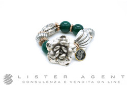 CLAUDIO PACIFICI bracelet Fantaisie en argent 925 avec bronze et pierres vertes naturelles. NEUF!