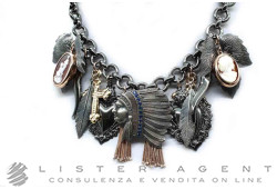 CLAUDIO PACIFICI collier Cattiva Collection CP en argent plaqué or rose et bruni. NEUF!