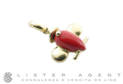 GIOIELMODA by Pasquale Bruni ciondolo Aeroplano in oro giallo 18Kt e smalto rosso. USATO!