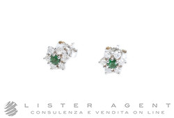 ORECCHINI in oro bianco 18Kt con smeraldi ct 0,20 totali e diamanti ct 0,24 colore H VS1. RIGENERATI!