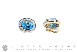 ORECCHINI in oro giallo 18Kt con topazio azzurro e diamanti ct 1.50  H VVS2. RIGENERATI!