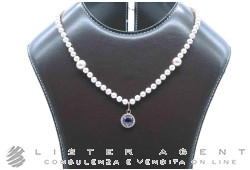 COLLANA perle rosa di acqua dolce con chiusura in oro bianco 18Kt e ciondolo in oro rosa con ametista e swarovski. NUOVA!
