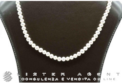 MIMI' collana Elastica con perle Freshwater bianche mm 4.45 e chiusura in argento 925 Ref. C023X01. NUOVA!