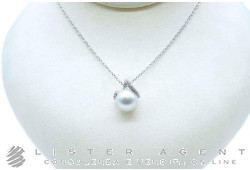 MIKIMOTO collana con ciondolo perla coltivazione oceanica mm 12.50 con catenina in oro bianco 18Kt  e diamanti ct 0.52 G IF. NUOVA!