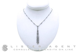 COLLANA maglia calza in oro bianco rodiato nero 18Kt con Swarovski NUOVA!