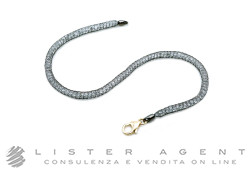 BACCIALE maglia calza in oro bianco rodiato nero e giallo 18Kt con Swarovski. NUOVA!