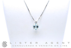 COLLANA in oro bianco 18Kt con diamanti ct 0.03 G IF e acqua marina quality Brasilia ct 3.90. NUOVI!