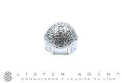 ANELLO Pavè in oro bianco 18Kt con contorno di diamanti ct 1.50 e centrale ct 0.16 G IF Misura 15. NUOVO!