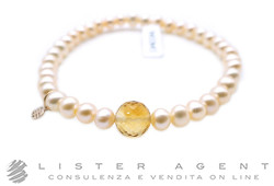 MIMI' bracciale elastico Zabette in oro rosa 18Kt con perle freshwater rosa mm 5.10 e quarzo citrino sfaccettato mm 8.00 Ref. B24VZRCTR2-M. NUOVO!