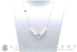MIMI' collana Zabette in oro rosa 18Kt con perle naturali Fresh Water bianche mm 4.50-5.00 e topazio azzurro mm 8.00 Ref. C24VZRTAZ. NUOVA!