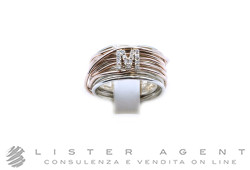 RUBINIA anello Filodellavita 13 fili in oro rosa 9kt e argento 925 con iniziale M con diamanti Misura 16 Ref. AN290AR. NUOVO!