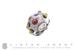 TROLLBEADS beads collezione Thun in argento 925 e vetro trasparente e interno lilla e pois multicolor. NUOVO!