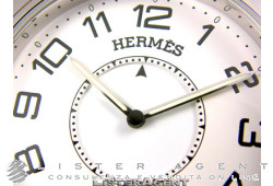 HERMES Réveil Clipper en acier blanc Réf. CL1505130. NEUF!