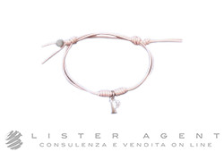 DODO bracciale in tessuto rosa con ciondolo P in oro 9Kt. NUOVO!