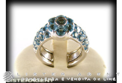 Bague PASQUALE BRUNI Fleur en or blanc 18 carats et topazes bleu clair ct 3,64 Taille 14. NEUF!